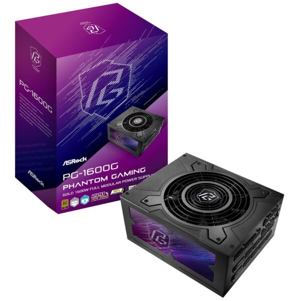 Fuente de Alimentación Asrock Phantom Gaming PG 1600G 1600W ATX Modular 80 Plus Gold Bivolt Negro (Atx 3.1)