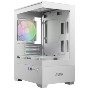 Gabinete Gamer Gamdias Aura GC9M Elite ARGB Wh Mini Tower 3 Cooler ARGB Blanco