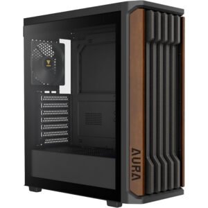 Gabinete Gamer Gamdias Aura GC11 Wood Mid Tower 4 Cooler Negro