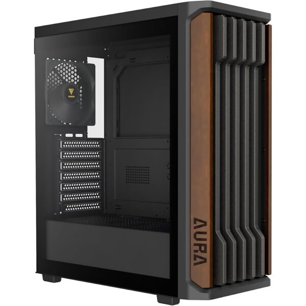 Gabinete Gamer Gamdias Aura GC11 Wood Mid Tower 4 Cooler Negro