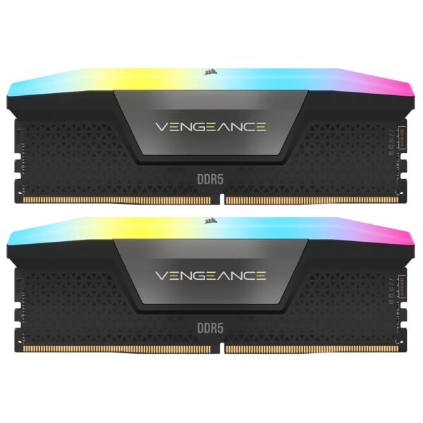 Memoria RAM CORSAIR VENGEANCE RGB DDR5 64GB (2X32GB) 6400MHZ Negro (CMH64GX5M2B6400C42)