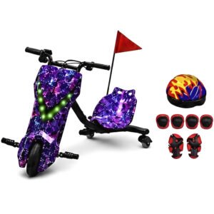 Triciclo Eléctrico Bain X20 Bluetooth Speaker LED 8.5″-Purple Galaxy