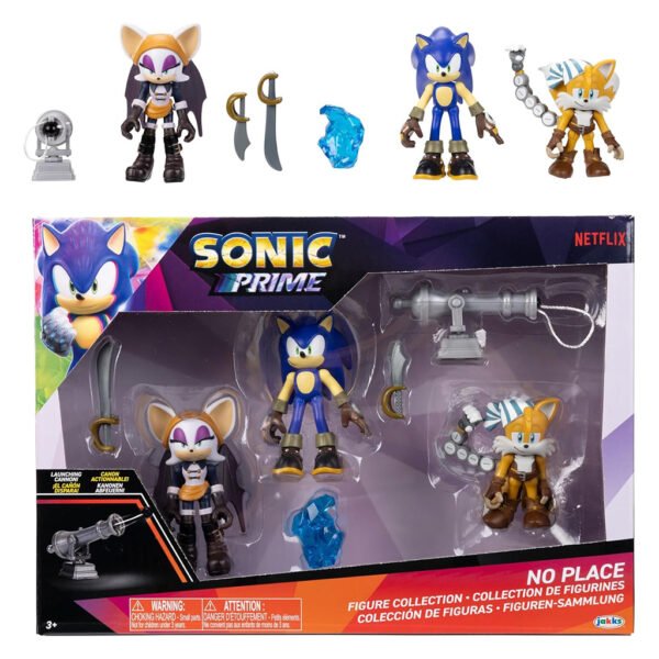 Figura Jakks Sonic Prime: No Place - Sonic / Sails Tails / Batten Rouge (7045)