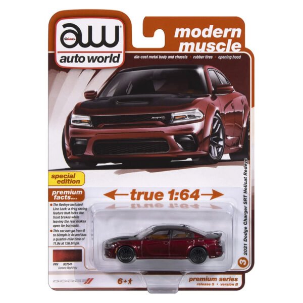 Carrito Auto World: Modern MUSCLE-2021 Dodge Charger Srt Hellcat Redeye - Escala 1/64