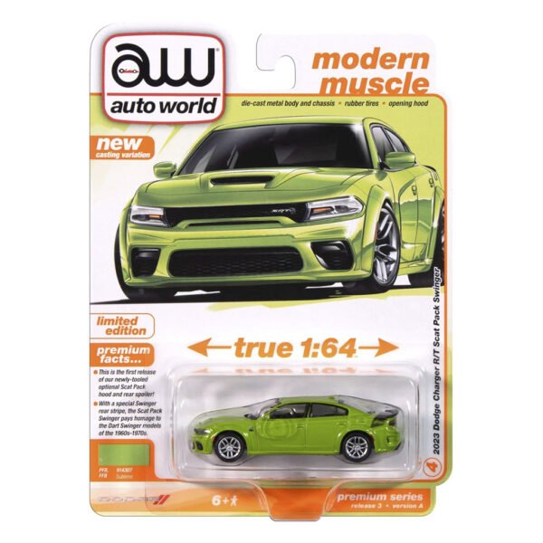 Carrito Auto World: Modern MUSCLE-2023 Dodge Charger R/t Scat Pack - Escala 1/64