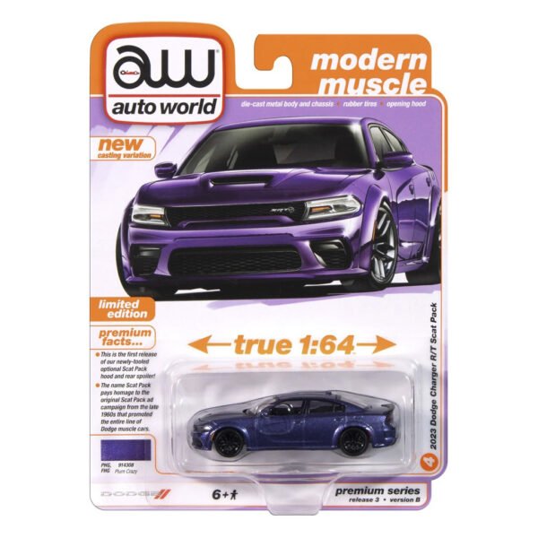 Carrinho Auto World: Modern MUSCLE-2023 Dodge Charger R/t Scat Pack - Escala 1/64