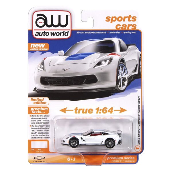 Carrito Auto World: Sports CARS-2018 Chevy Corvette Grand Sport - Escala 1/64