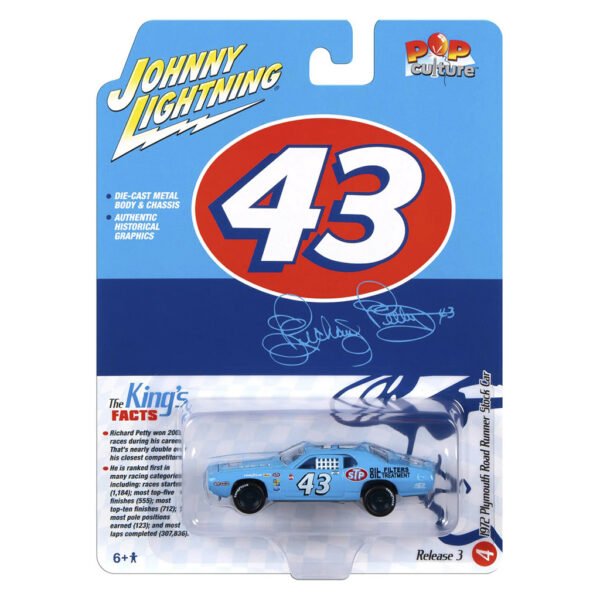 Carrinho Johnny LIGHTNING-1972 Plymouth Road Runner Stock Car - Escala 1/64