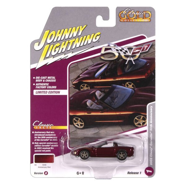 Carrinho Johnny Lightning Classic Gold COLLECTION-2003 Chevy Corvette 50th Anniversary - Escala 1/64