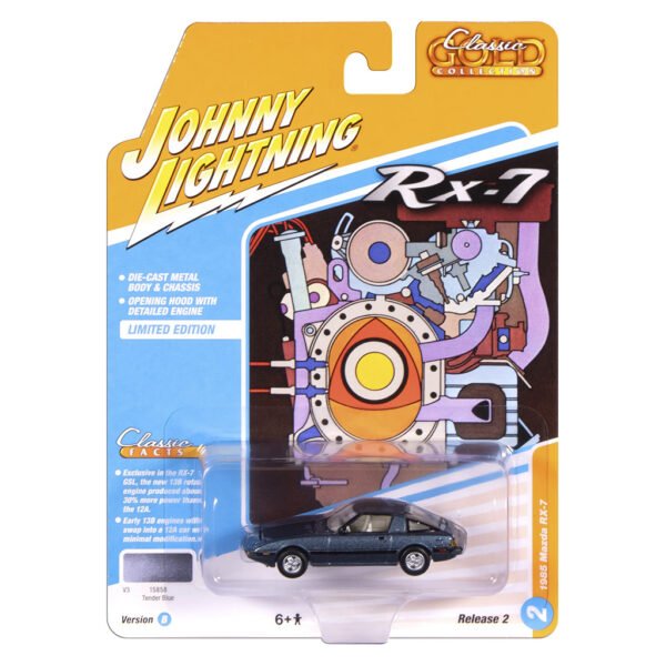 Carrinho Johnny Lightning Classic Gold Collection CLASSICS-1985 Mazda RX-7-ESCALA 1/64