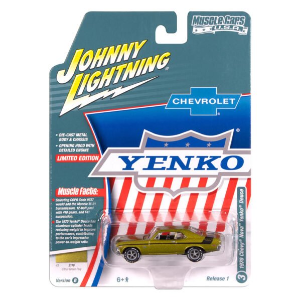 Carrito Johnny Lightning Muscle CARS-1970 Chevy Nova Yenko Deuce - Escala 1/64