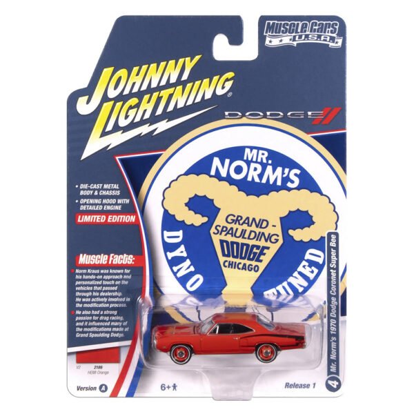 Carrinho Johnny Lightning Muscle Cars - Mr.norms 1970 Dodge Coronet Super Bee - Escala 1/64
