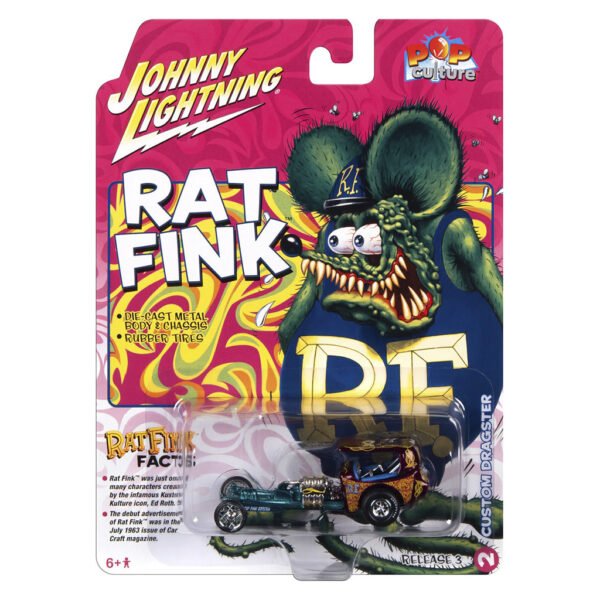 Auto En Miniatura Johnny Lightning Rat Fink - Custom Dragster - Escala 1/64 (jlpc017rfid)