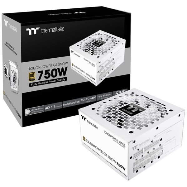 Fuente de Alimentación Thermaltake Toughpower Gt Snow 750W ATX Modular 80 Plus Gold PS TPT 0750FNFAGU W (Atx 3.1)