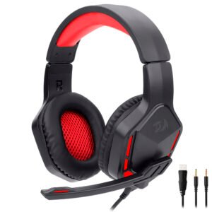Auricular Gamer Redragon H220 Themis LED Con Cable Negro Rojo