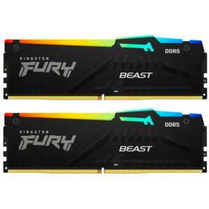 Memoria RAM KINGSTON FURY Beast DDR5 128GB (2X64GB) 5600MHZ RGB Negro (KF556C36BBEAK2-128)