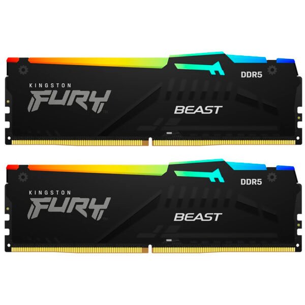 Memoria RAM KINGSTON FURY Beast DDR5 128GB (2X64GB) 5600MHZ RGB Negro (KF556C36BBEAK2-128)