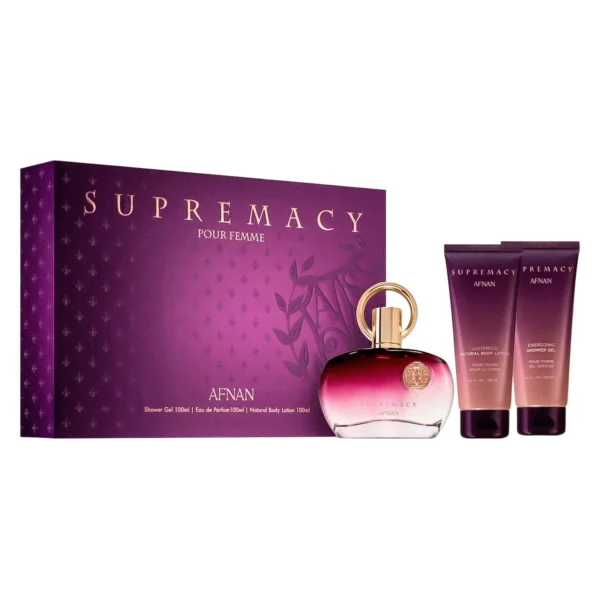 Kit Afnan Supremacy Purple Perfume Eau de Parfum Femenino 100ml + Shower Gel + Body Lotion