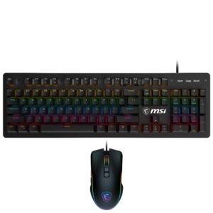 Teclado+mouse Gamer Mecánico Msi Forge GK300 Combo USB RGB Blue Inglés-Negro
