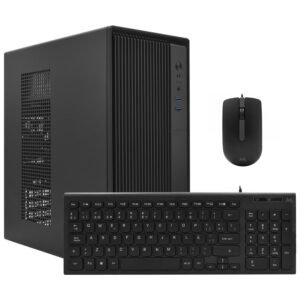 Gabinete Combo Kit MTEK MKT2802 Fuente 500W Mouse Teclado Español Negro