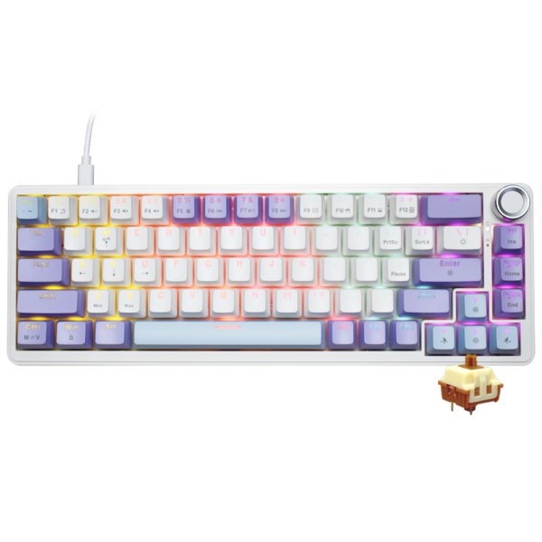 Teclado Gamer Mecánico Ajazz AK690 Nacodexx USB RGB Maillard Mc Inglés-Morado Blanco (988165)