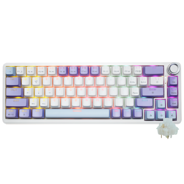 Teclado Gamer Mecánico Ajazz AK690 Nacodexx Wireless RGB Present Inglés-Morado Blanco (988219)