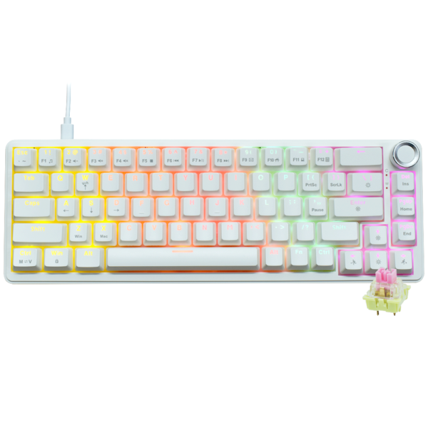 Teclado Gamer Mecánico Ajazz AK690 Nacodexx USB RGB Peach Mist Inglés-Blanco (988141)
