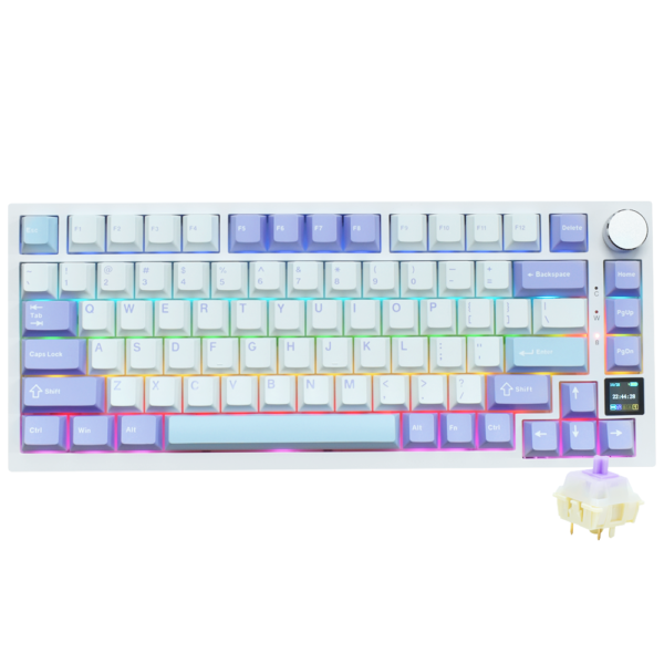 Teclado Gamer Mecánico Ajazz AK820 Pro Nacodexx Wireless RGB Gift Inglés-Morado Blanco (980787)