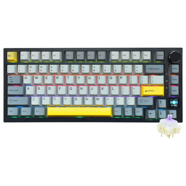 Teclado Gamer Mecánico Ajazz AK820 Pro Nacodexx Wireless RGB Gift Inglés-Negro Amarillo (980879)