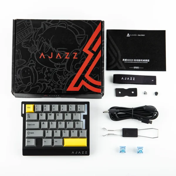 Teclado Gamer Mecánico Ajazz AK029 Nacodexx Mini USB RGB Ice Island Inglés-Negro Amarillo (988509)