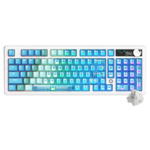 Teclado Gamer Mecánico Ajazz AK980 V2 Pro Nacodexx Wireless RGB Lychee Inglés-Azul Transparente (988585)
