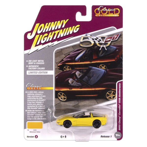Carrito Johnny Lightning Muscle CARS-2003 Chevy Corvette 50th Anniversary - Escala 1/64 (jlcg033a)