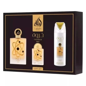 Kit Lattafa Tharwah Gold Gift Set Eau de Parfum UNISEX-3 Unidades