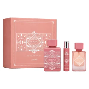 Kit Perfume Lattafa Bade’e Al Oud Noble Blush Eau de Parfum Femenino 100ml + Perfume de Viage 12ml + Hair Mist 50ml