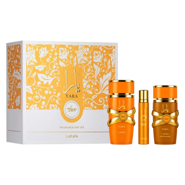 Kit Perfume Lattafa Yara Tous Gift Set Eau de Parfum Femenino 100ml + Perfume de Viaje 12ml + Perfume Capilar 50ml